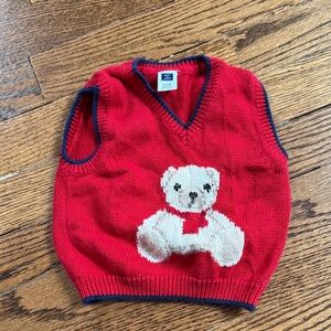 Janie and Jack Red Sweater Vest with Bear Design